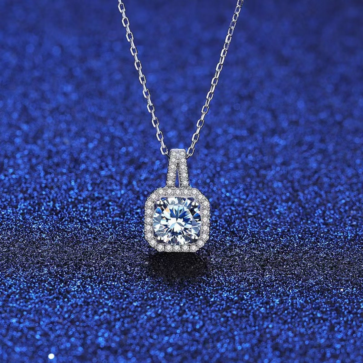 Rebellious Gal 1 carat moissanite pendant necklace front view on white background