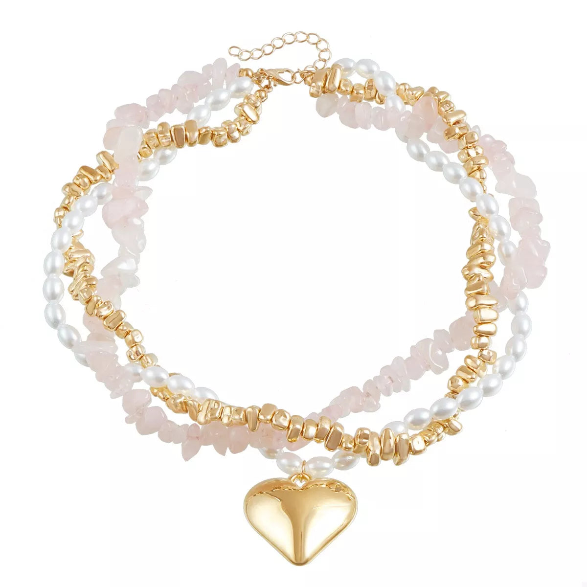 Delicate layered necklace with heart pendants