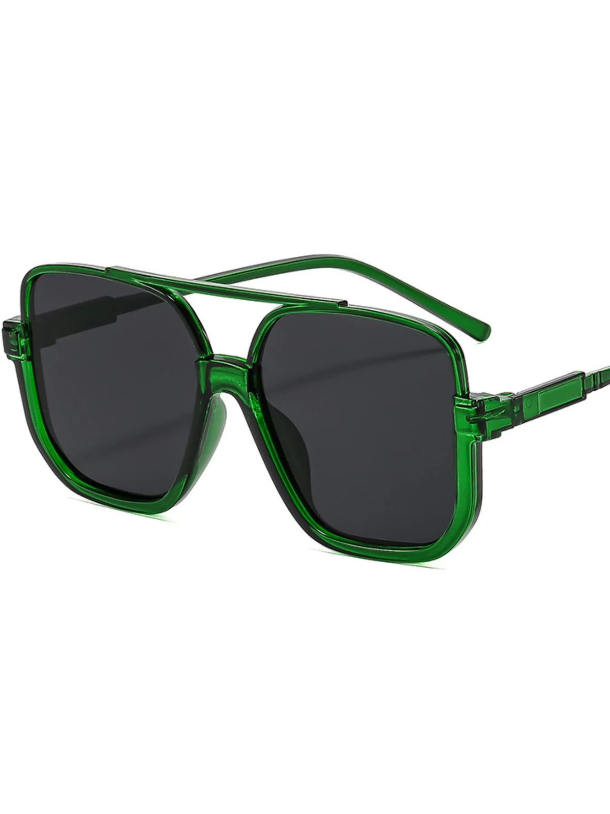 Bold women's oversized square shades lightweight polycarbonate frame close-up