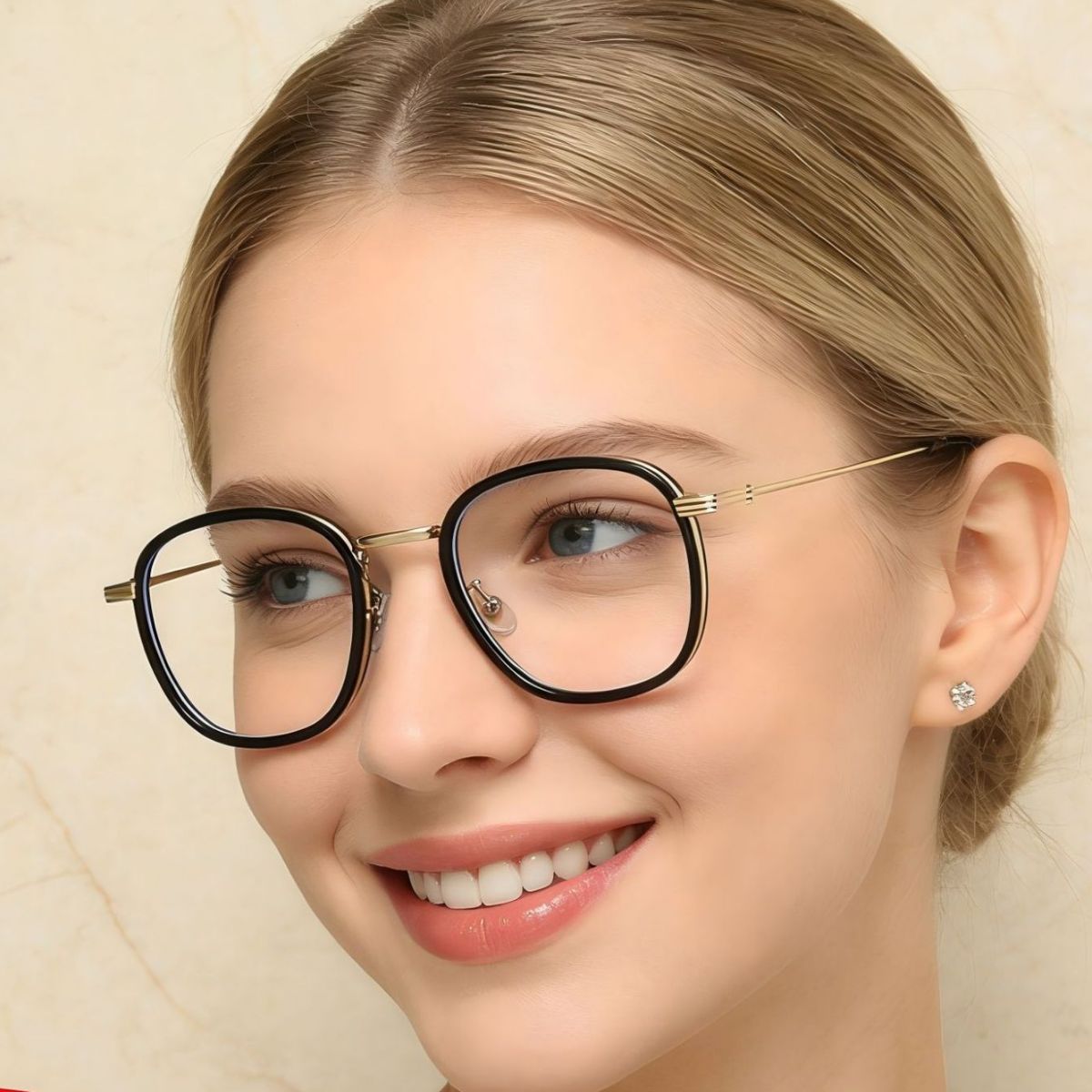 Lightweight metal temple glasses with sleek minimalist frame