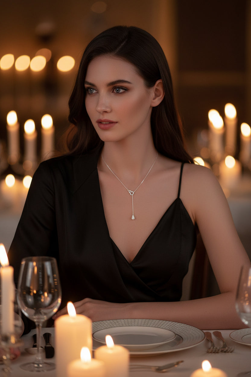 Rebellious Gal 18K gold-plated zircon pendant necklace front view on white background