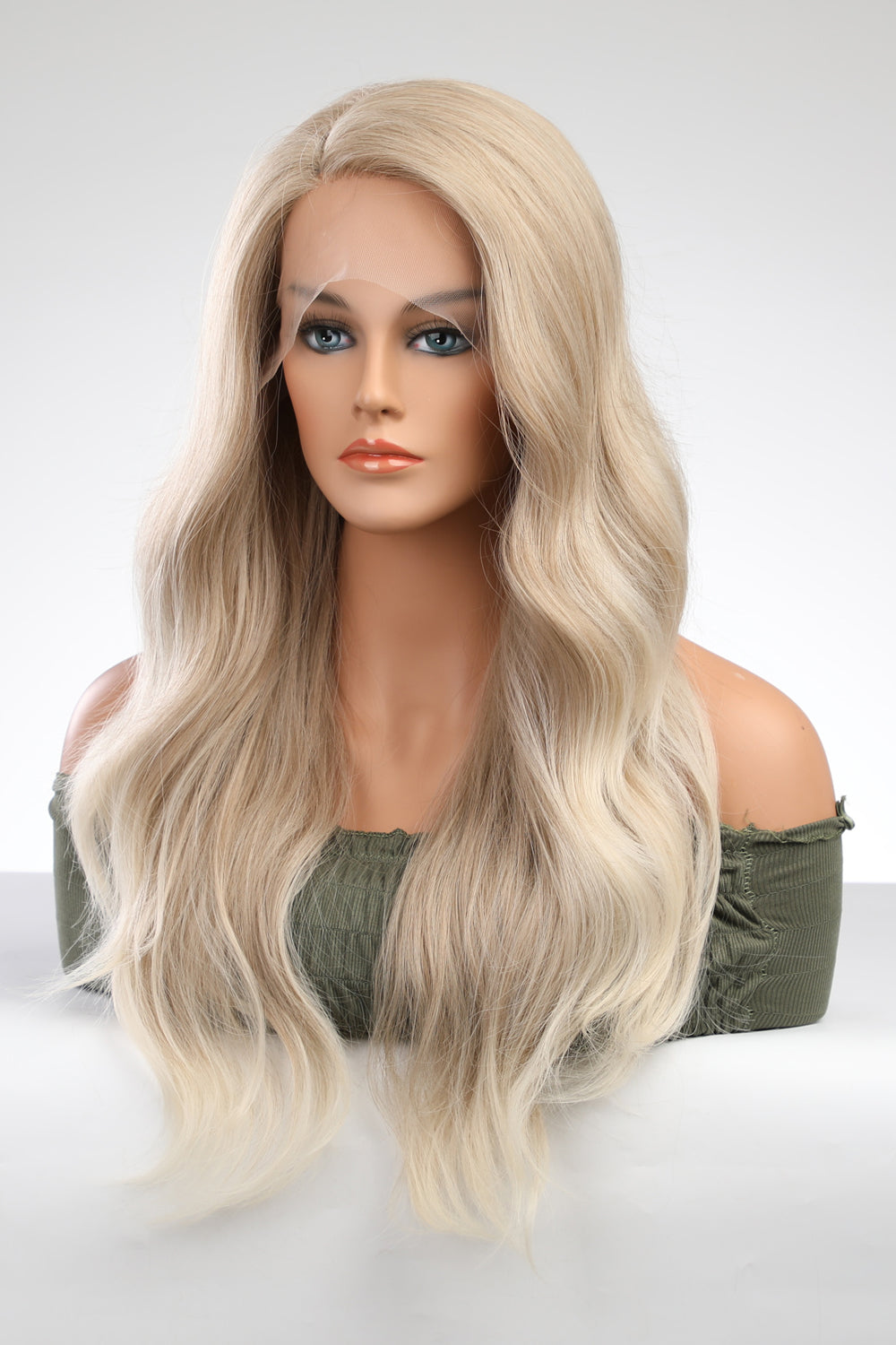 Side profile of Rebellious Gal 25 inch 150% density wave wig showing voluminous waves