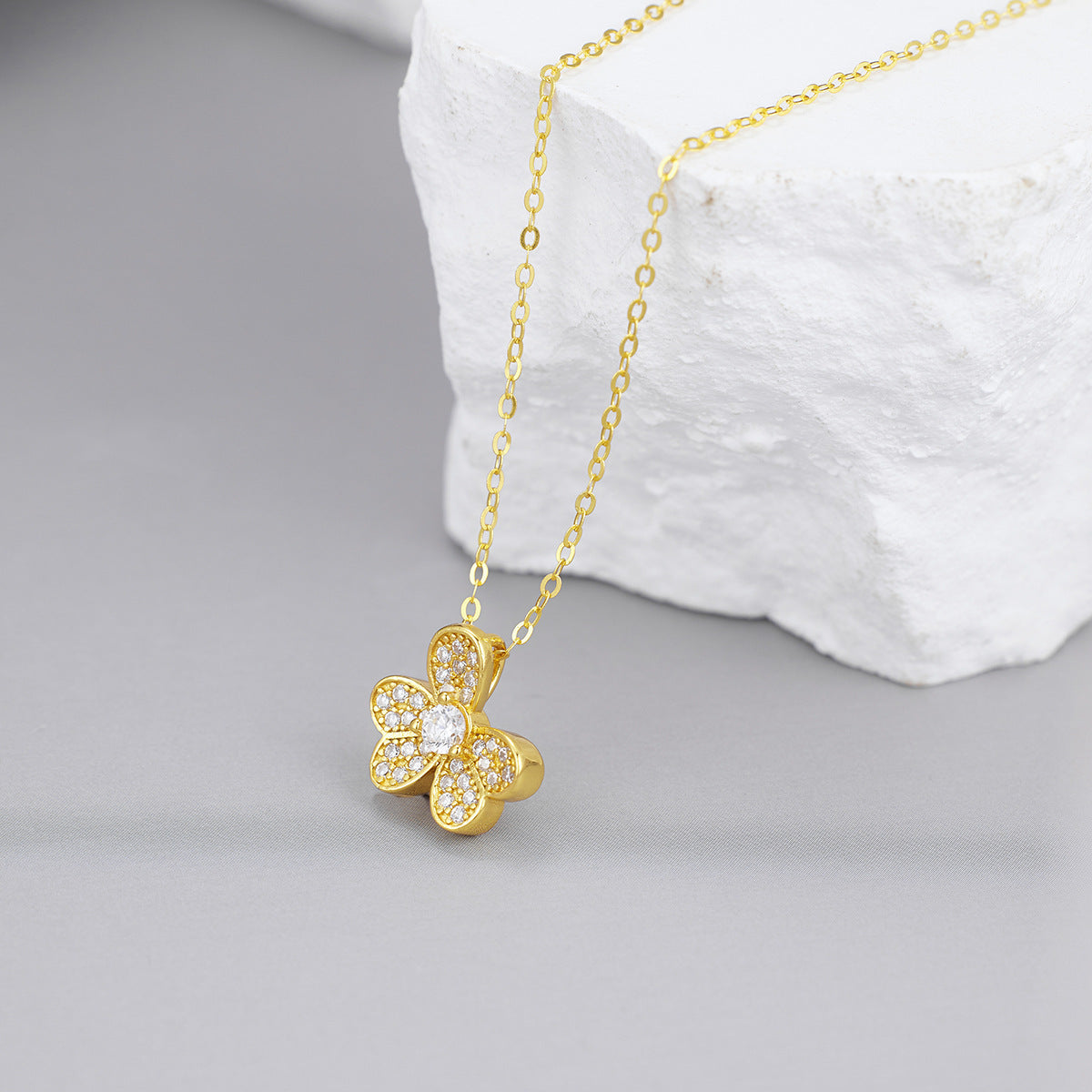 Lucky Rebel clover pendant necklace full view on white background