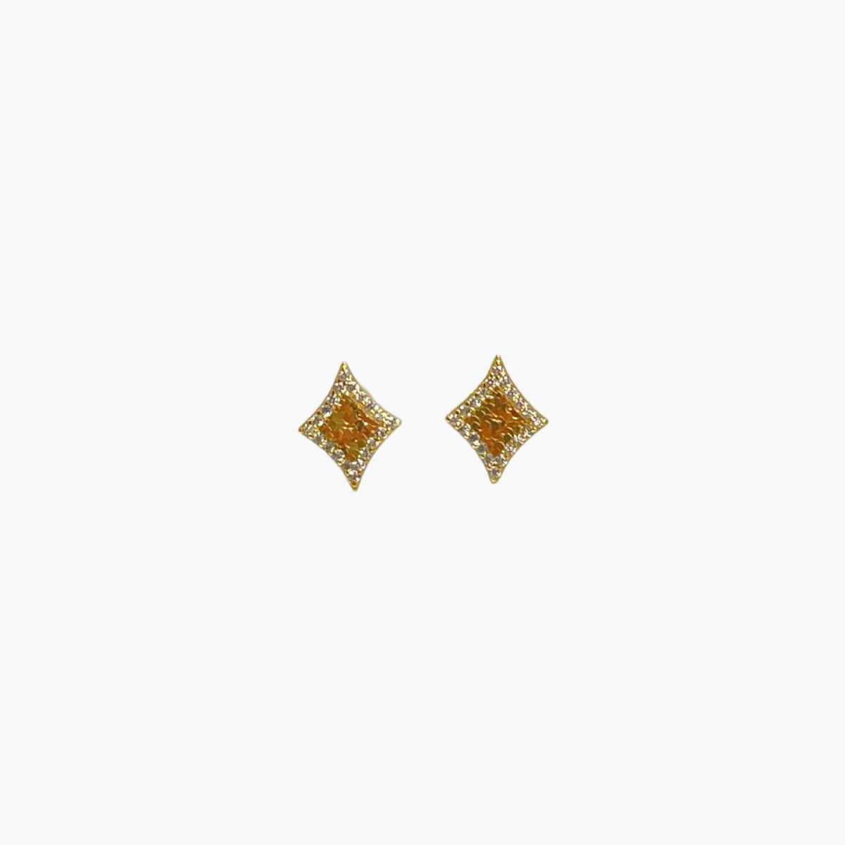 Rebellious Gal geometric stud earrings front view on white background