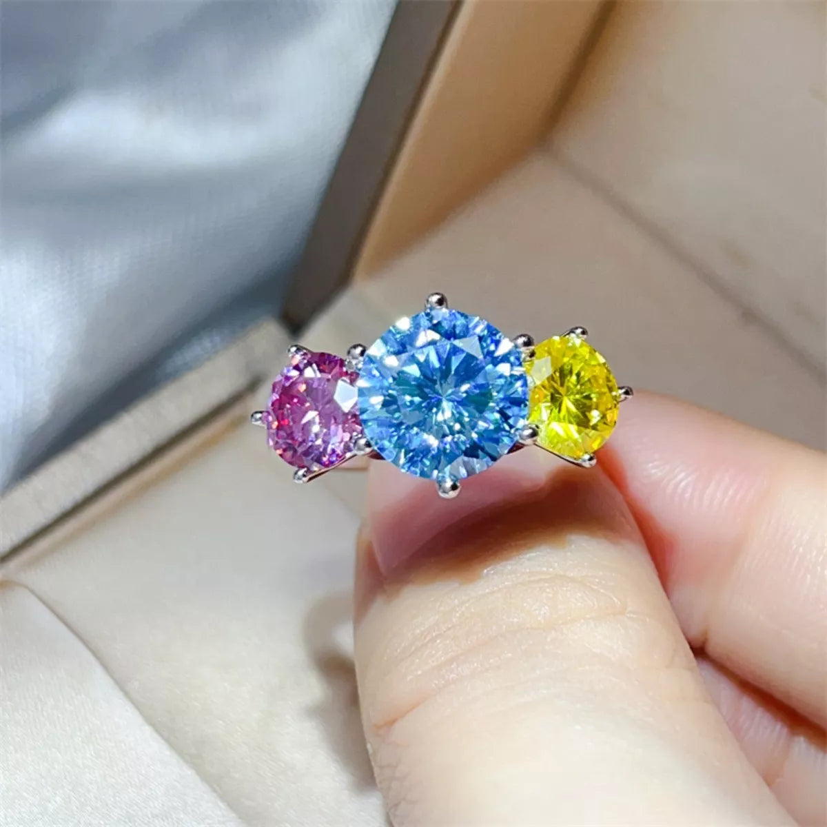 Luxury moissanite engagement style ring detail