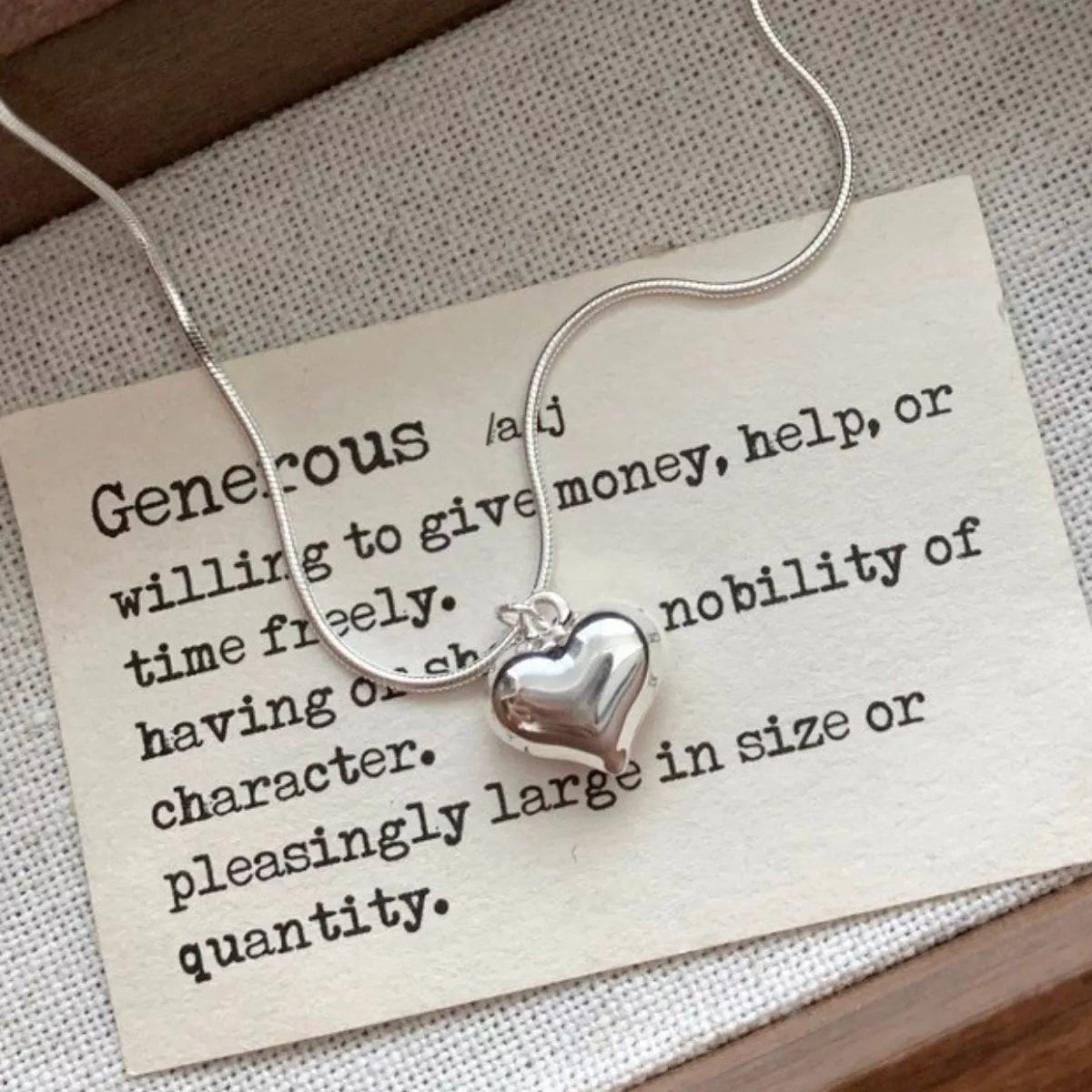 Heart necklace showcased as a gift idea