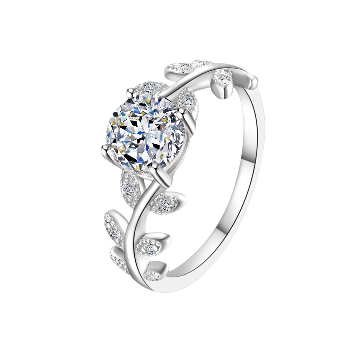 Silver ring with a heart-shaped gemstone on a white background