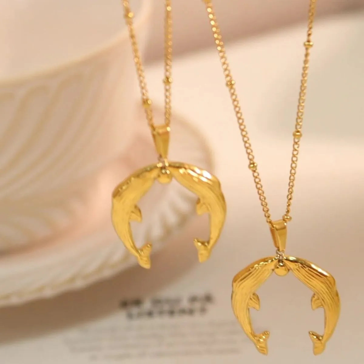 Kissing Dolphins Gold Plated Pendant Neclaces | Rebellious Gal Jewelry