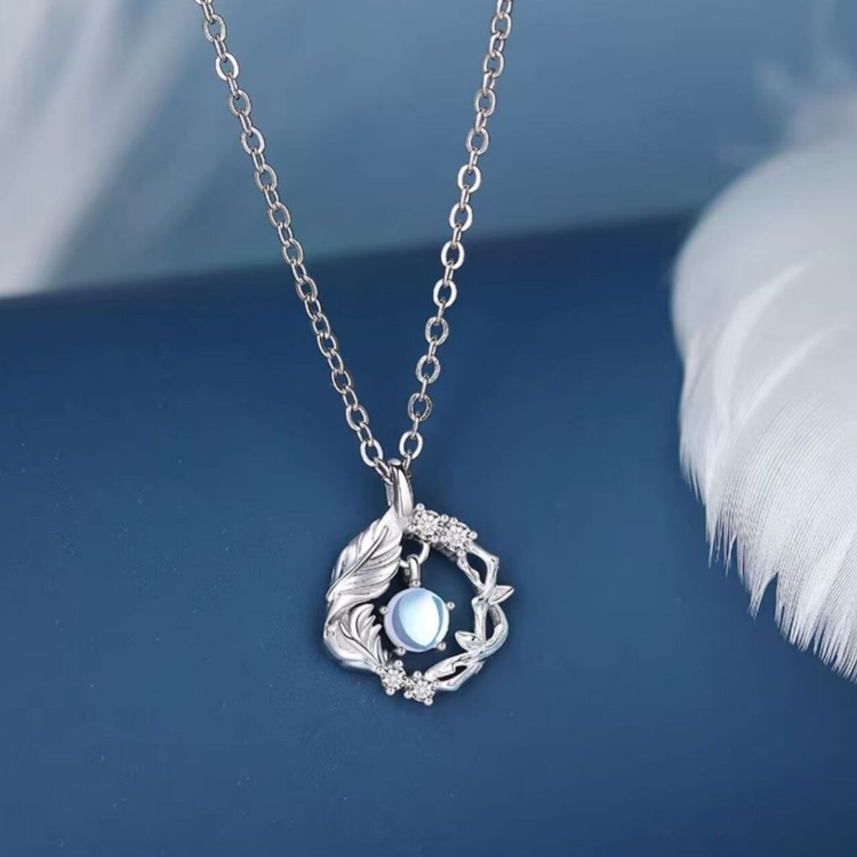 Rebellious Gal 925 sterling silver zircon pendant necklace front view on white background