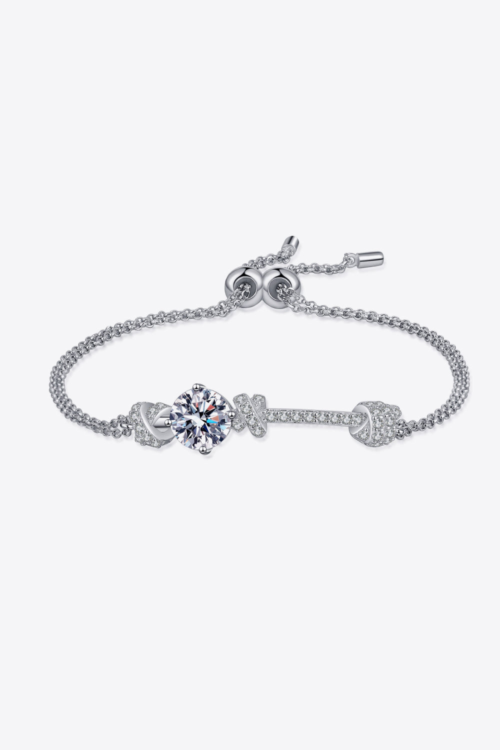 Rebellious Gal 2 carat moissanite bracelet front view on white background