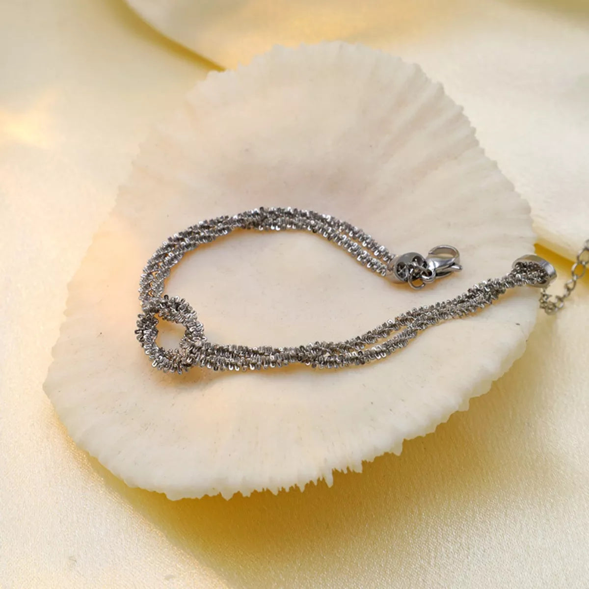 Twisted chain stainless steel bracelet in silver, imported quality
