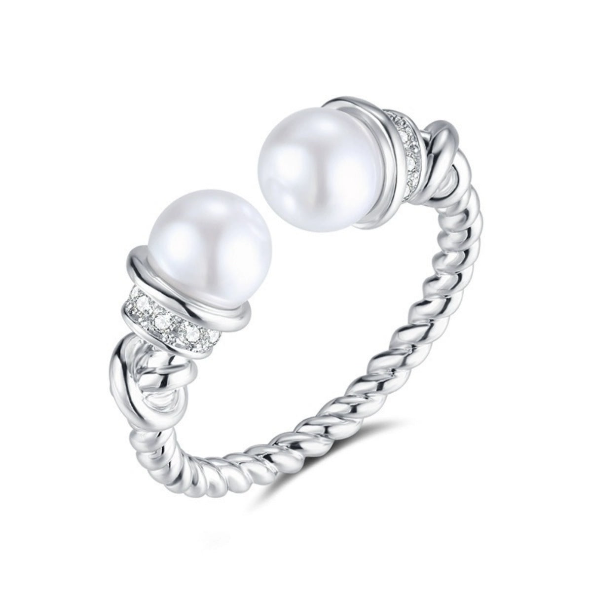 open cuff pearl ring adjustable fit women jewelry