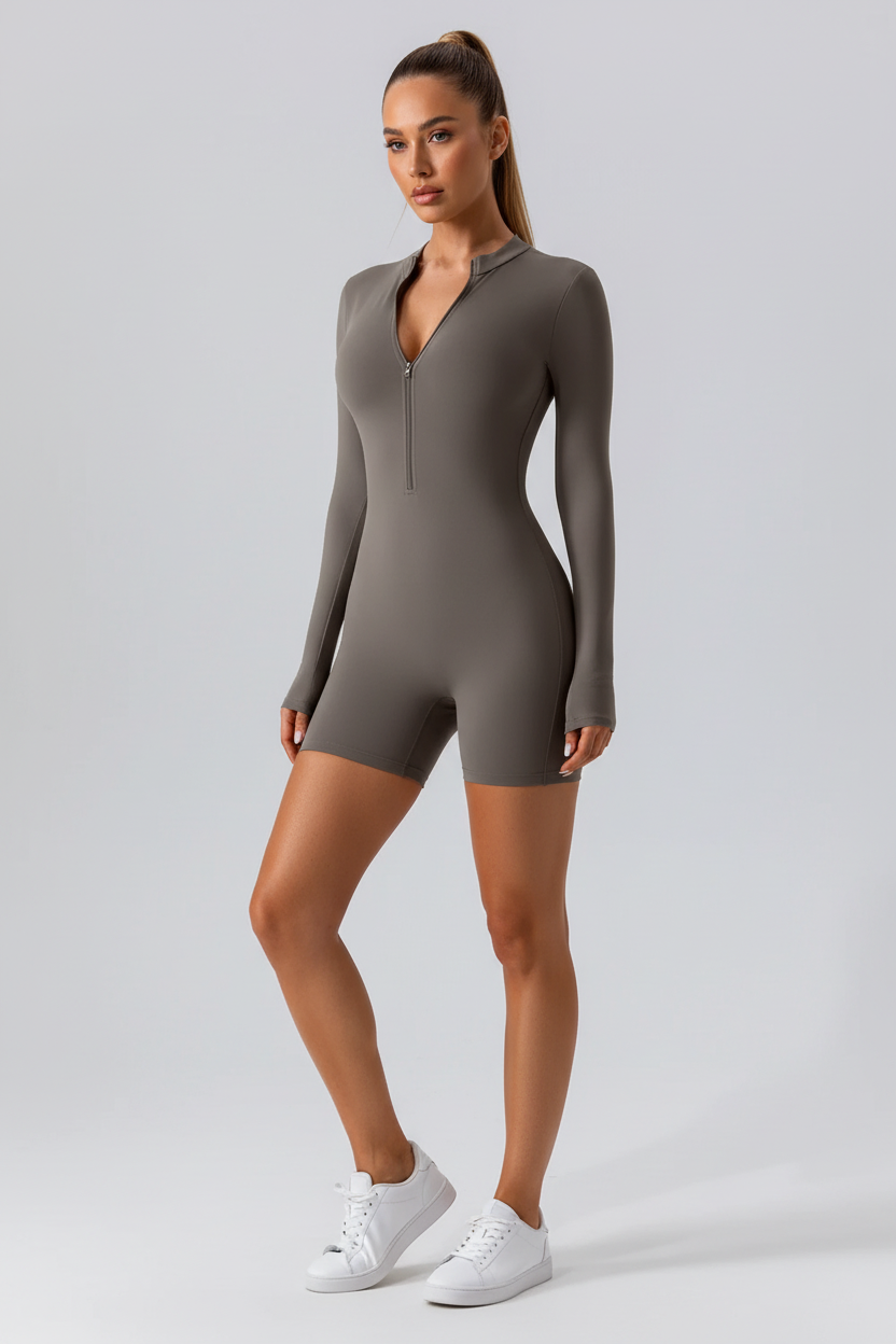 Half-Zip Long Sleeve Active Romper - view 5