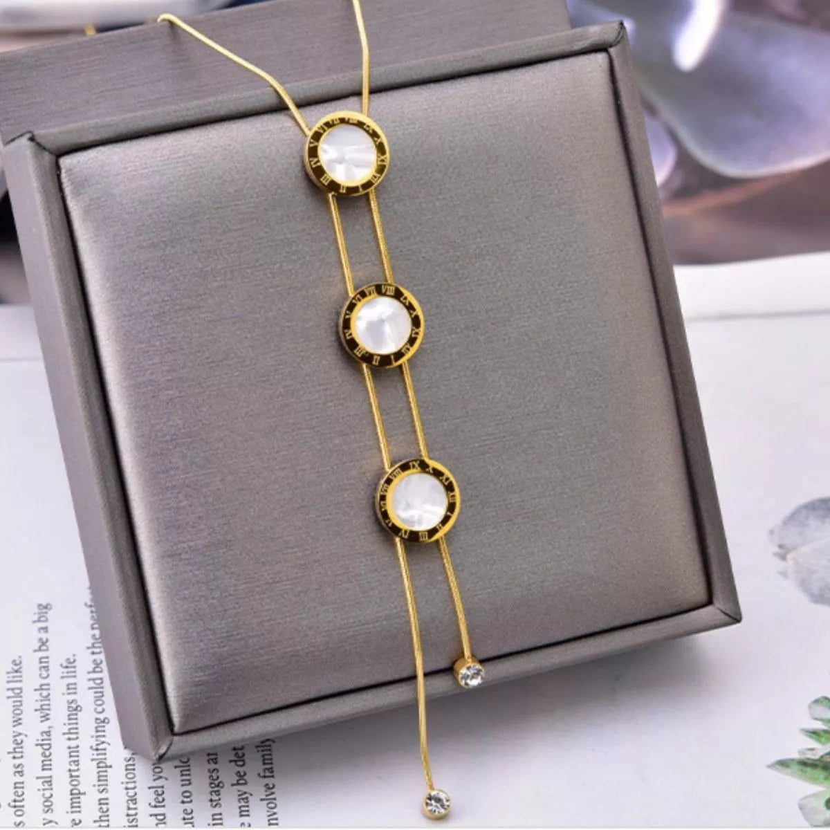 Gold Plated Stud Necklace On Display Box | Rebellious Gal Jewelry