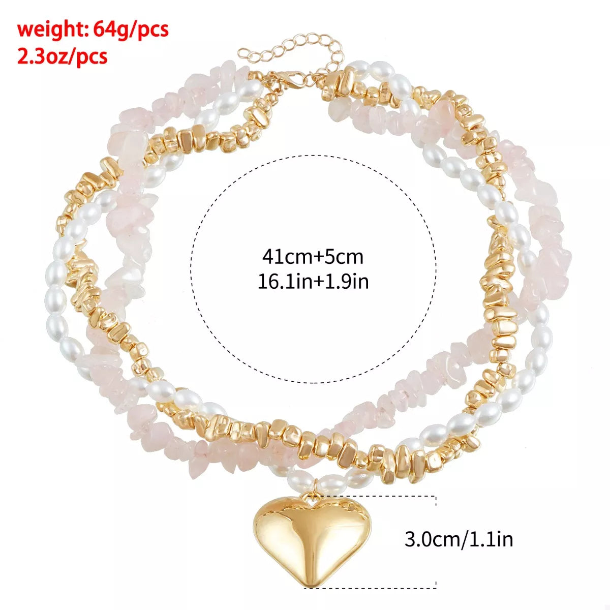 Gold‑plated heart necklace with resin details