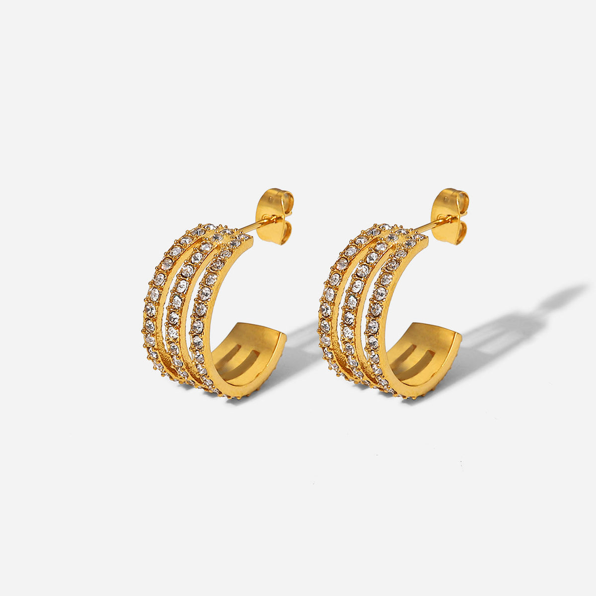 Gold-Plated Zircon Hoop Earrings – Elegant, Sparkling, and Statement-Making