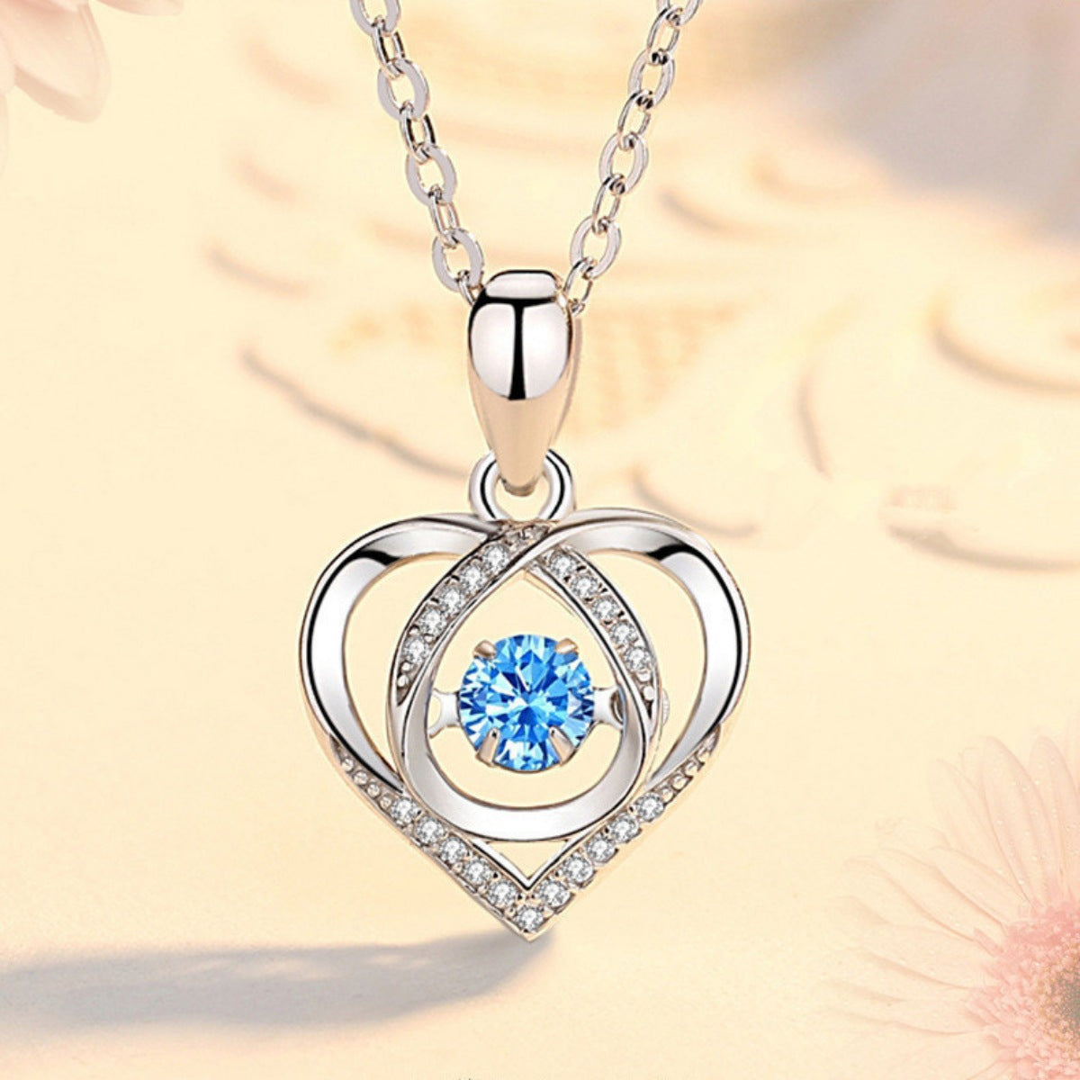 Rebellious Gal 925 sterling silver rhinestone pendant necklace front view on white background