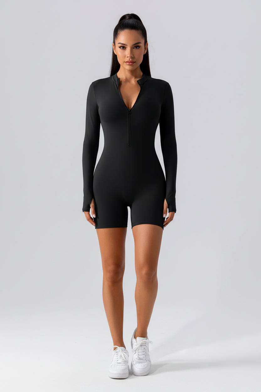 Half-Zip Long Sleeve Active Romper - view 6