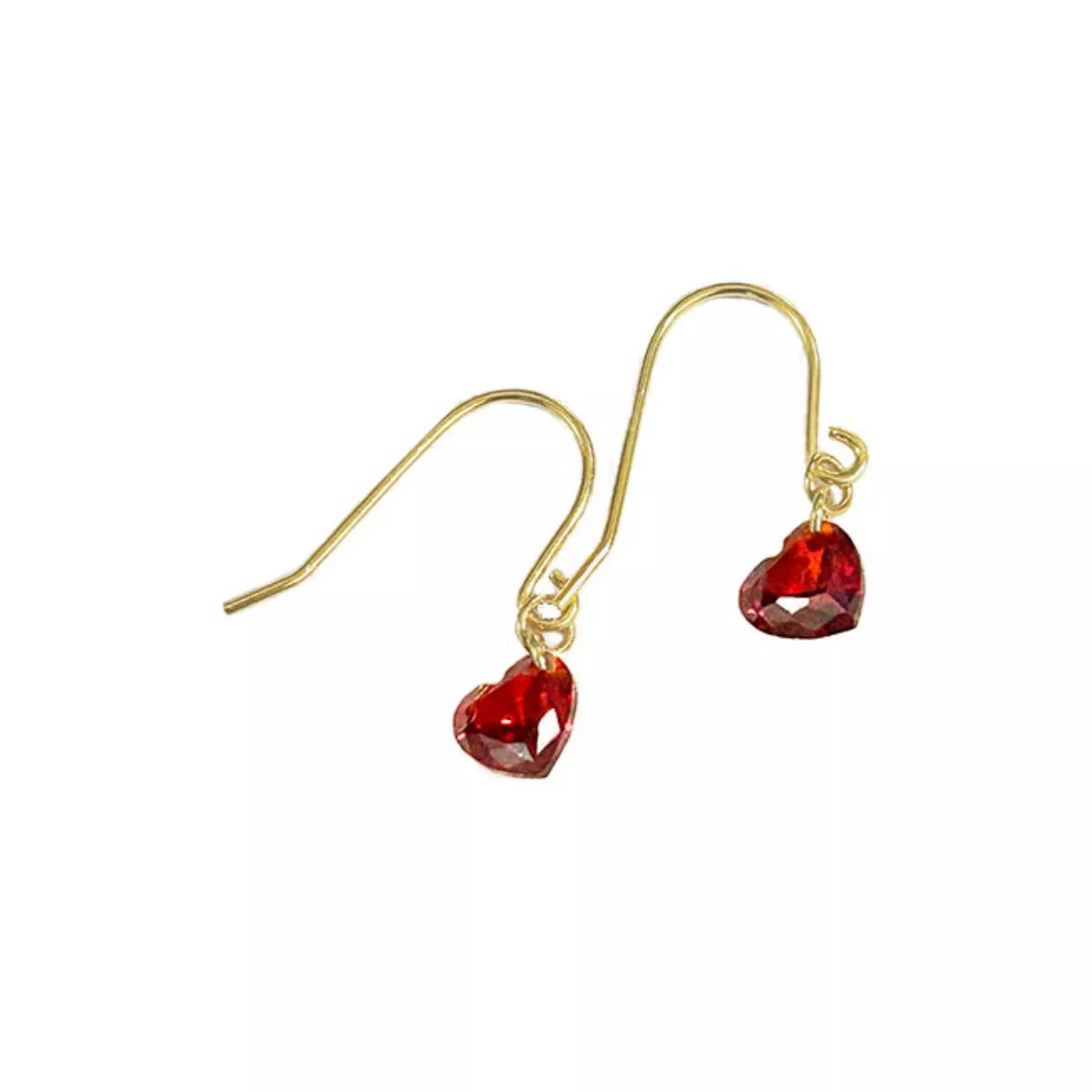 Platinum plated 925 silver zircon heart drop earrings 0.8" Rebellious Gal flat lay