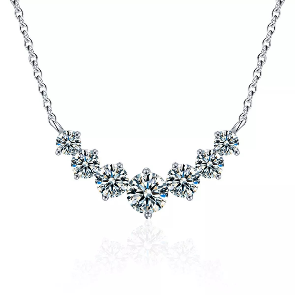 Platinum-plated sterling silver chain with moissanite pendant