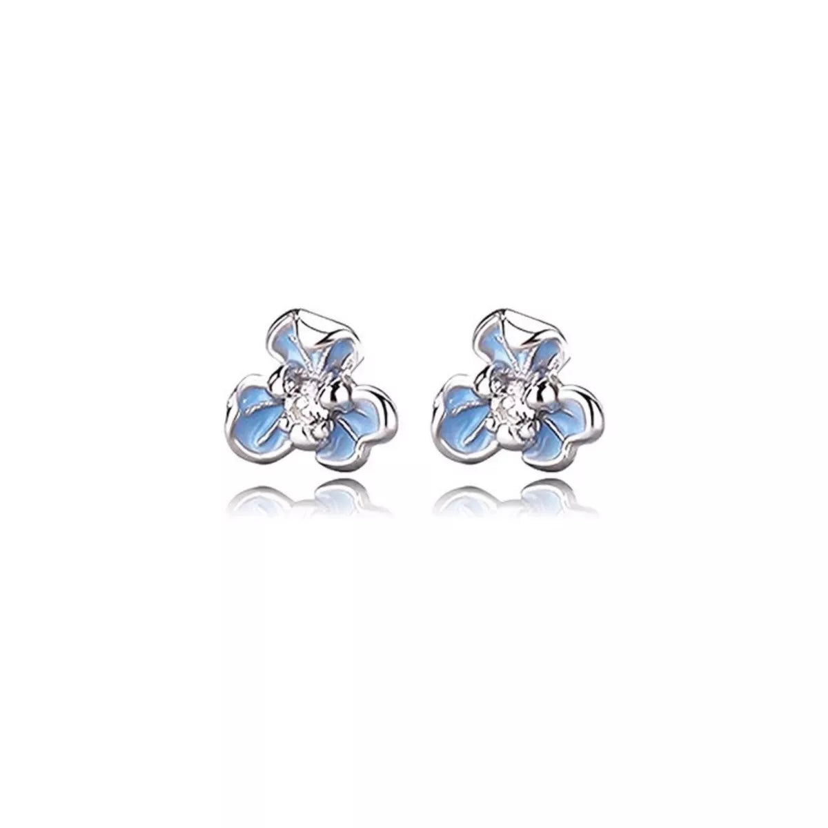 Rebellious Gal 999 sterling silver flower stud earrings front view on white background