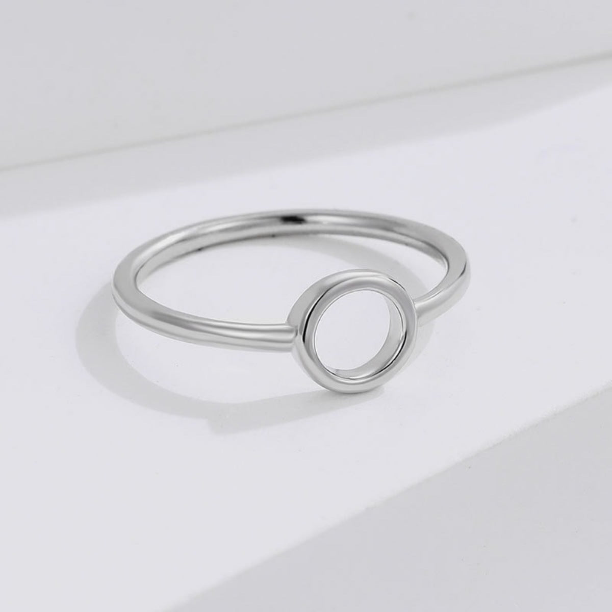 Rebellious Gal 925 sterling silver circle ring front view on white background