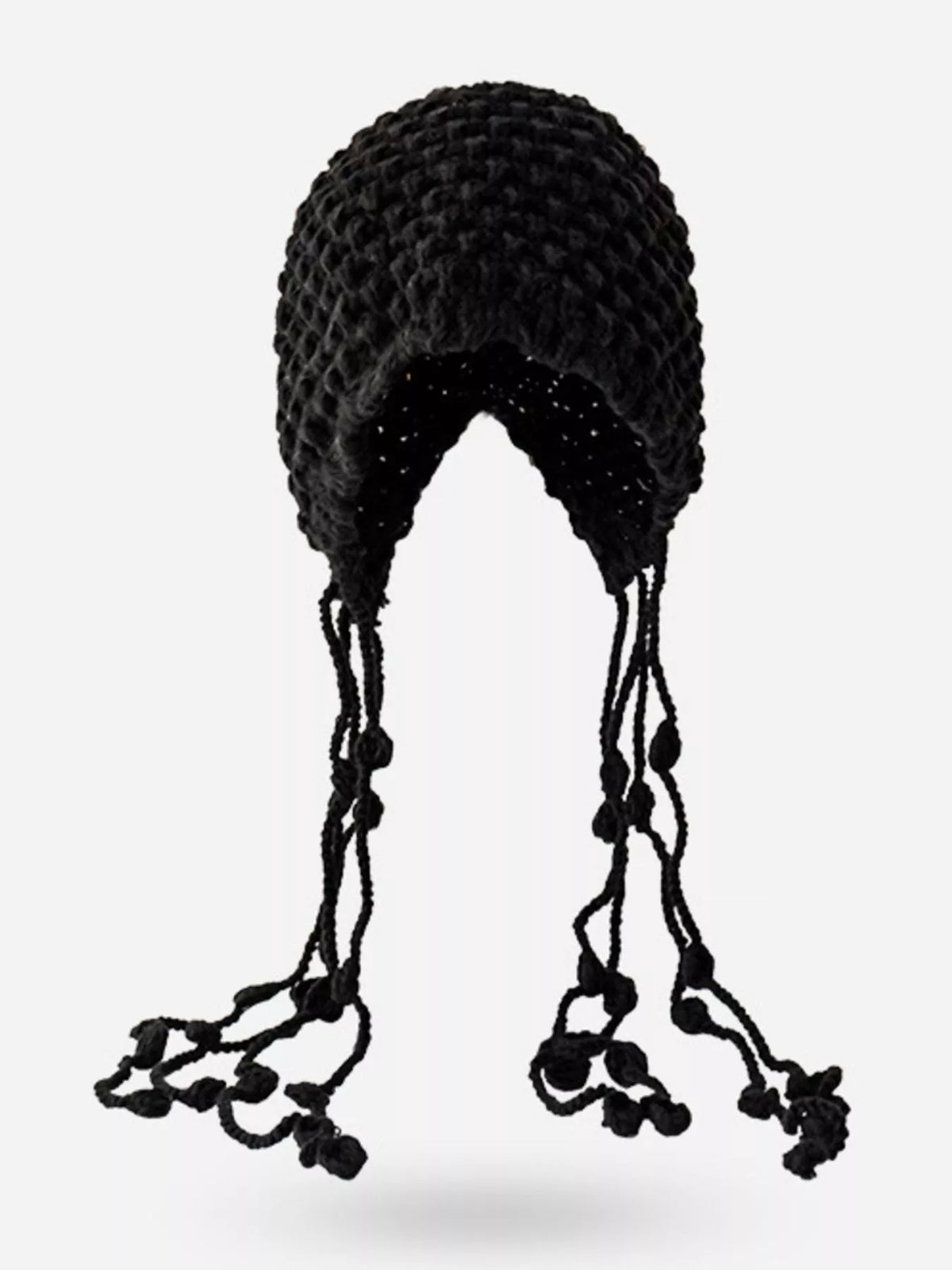 Rebellious Gal model rocking fringed beanie hat slouchy cozy fit edgy outfit