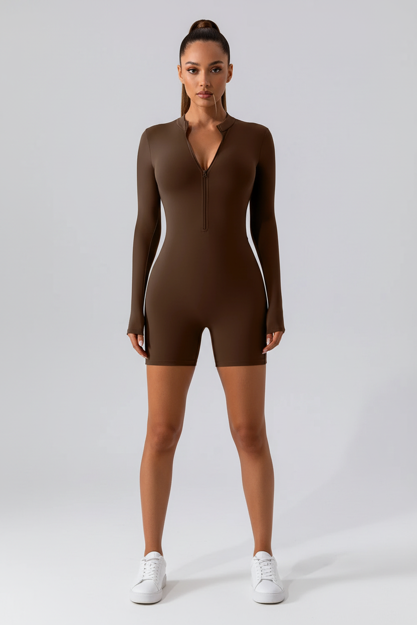 Half-Zip Long Sleeve Active Romper - view 3