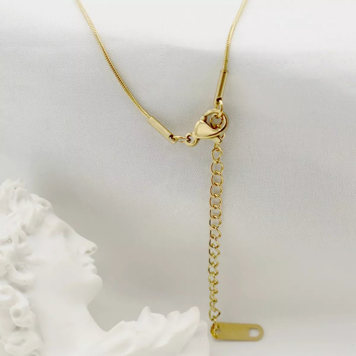 Rebellious Gal gold plated chain necklace 15.7" + 2" extension worn on model collarbone