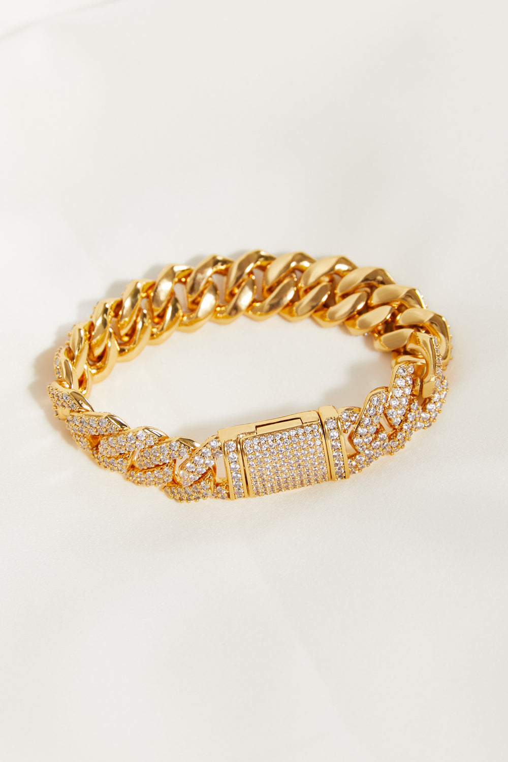 Gold-Plated Double Chain Bracelet with Zircon Accents – Effortless Elegance