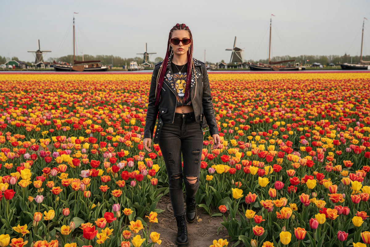 rebellious gal wearing cat eye sun glasses 