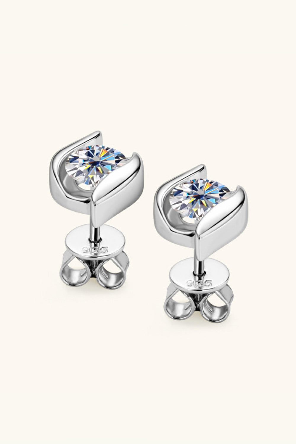 1 Carat Moissanite 925 Sterling Silver Stud Earrings - Close Up Shot - Rebellious Gal Jewelry