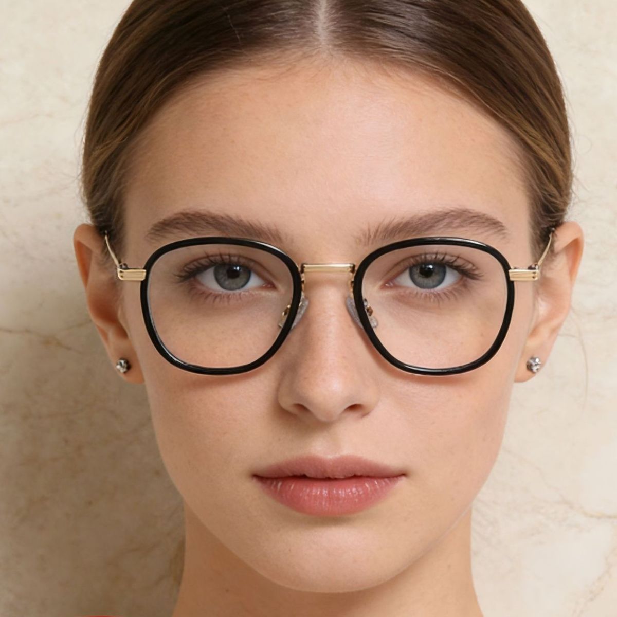Rebellious Gal slim metal temple fashion glasses front view
