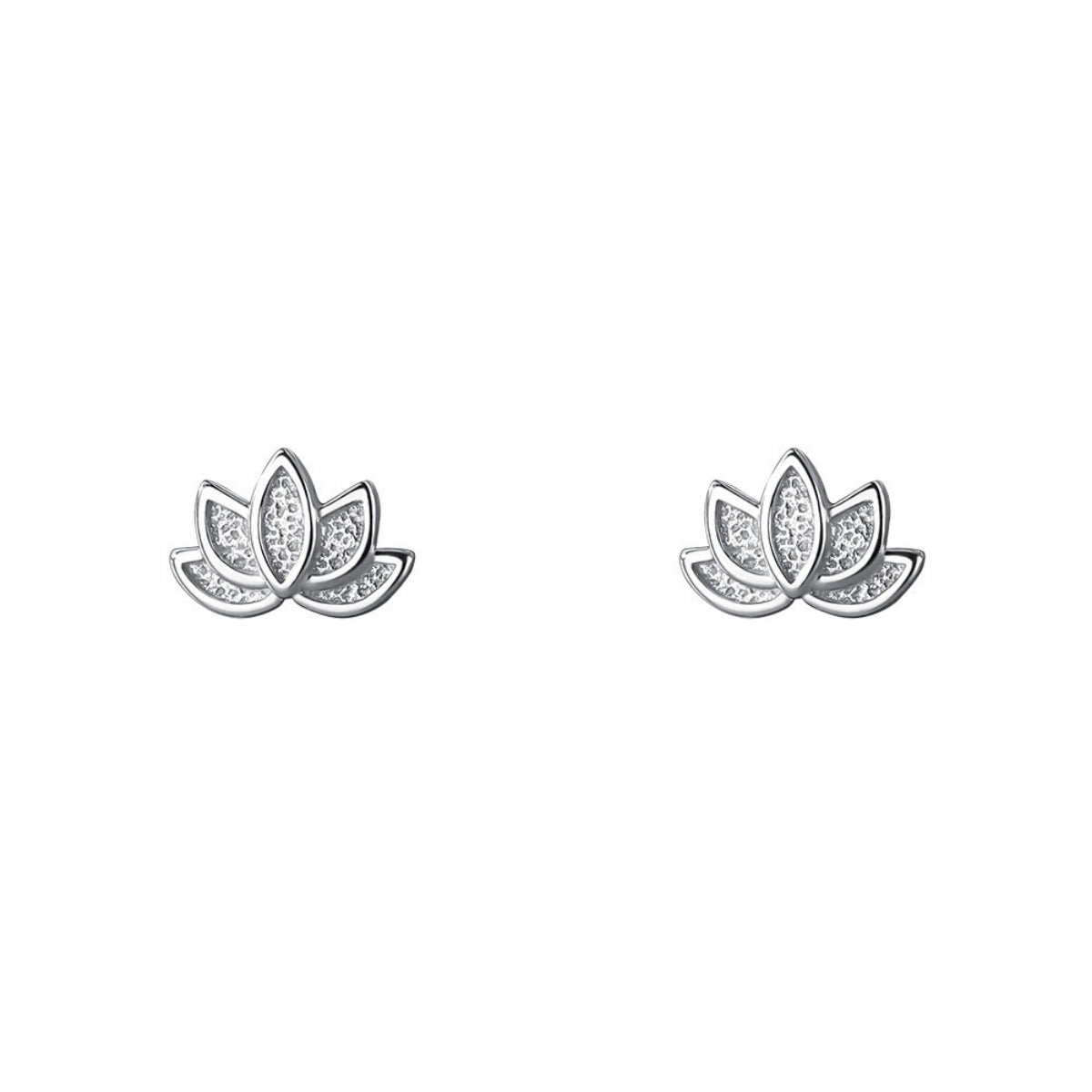 Pair of gold-plated sterling silver Lotus Stud Earrings on white background