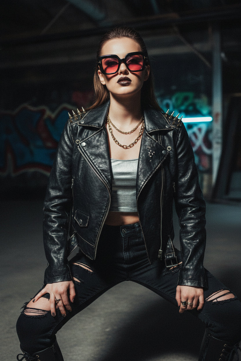 Sunglasses with black frame and pink lenses on a white background