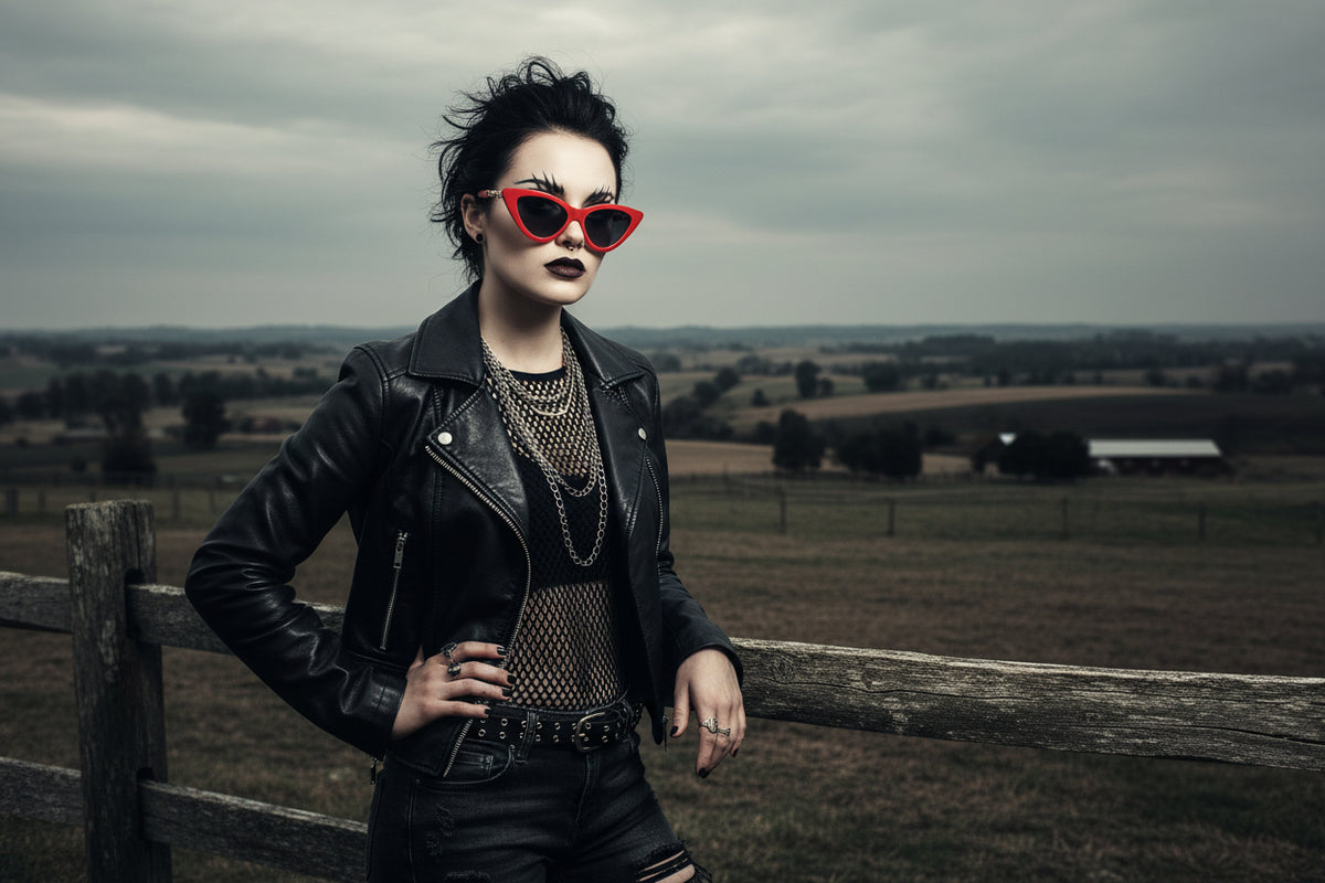 Rebellious Gal cat-eye sunglasses with chain temples