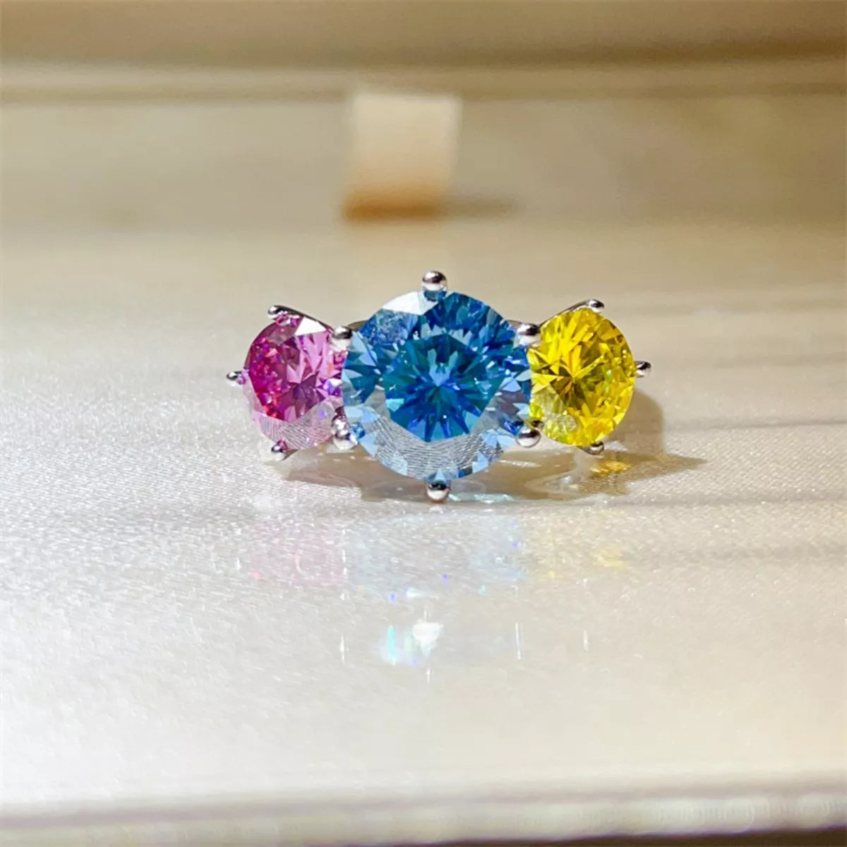 Moissanite ring in matching presentation box