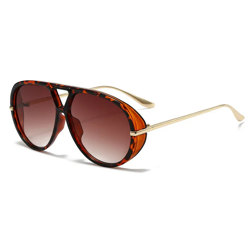 Bold women's aviator shades lightweight polycarbonate yellow lenses close-up