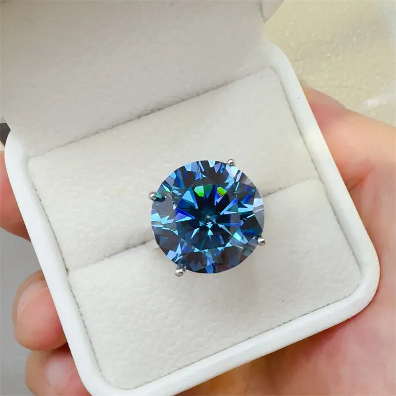 RebelliousGal.com 10ct moissanite ring in silver elegant bold design