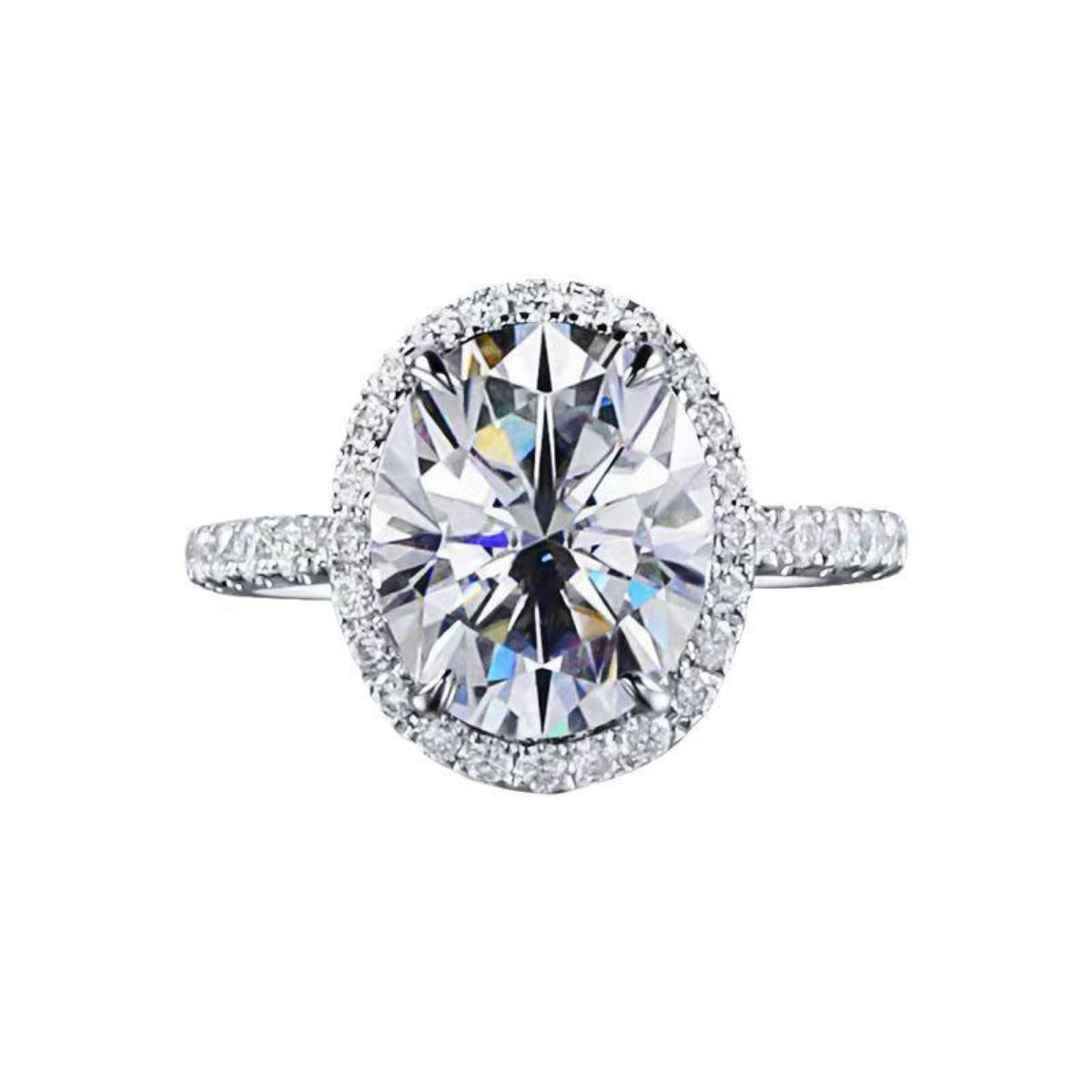 Rebellious Gal 2 carat moissanite oval ring front view on white background