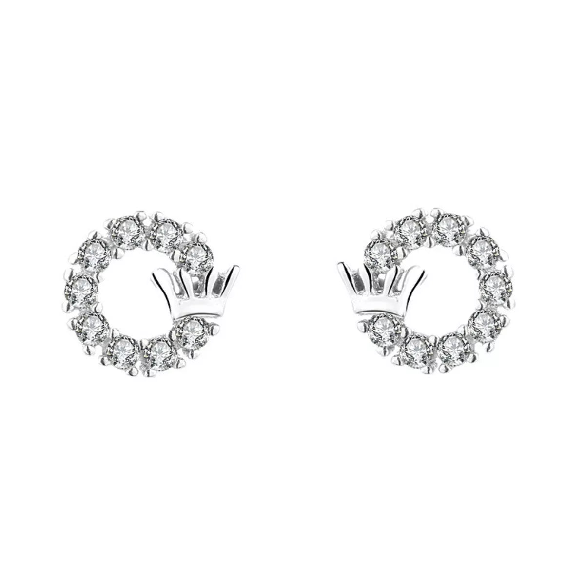 Rebellious Gal crown circle stud earrings front view on white background