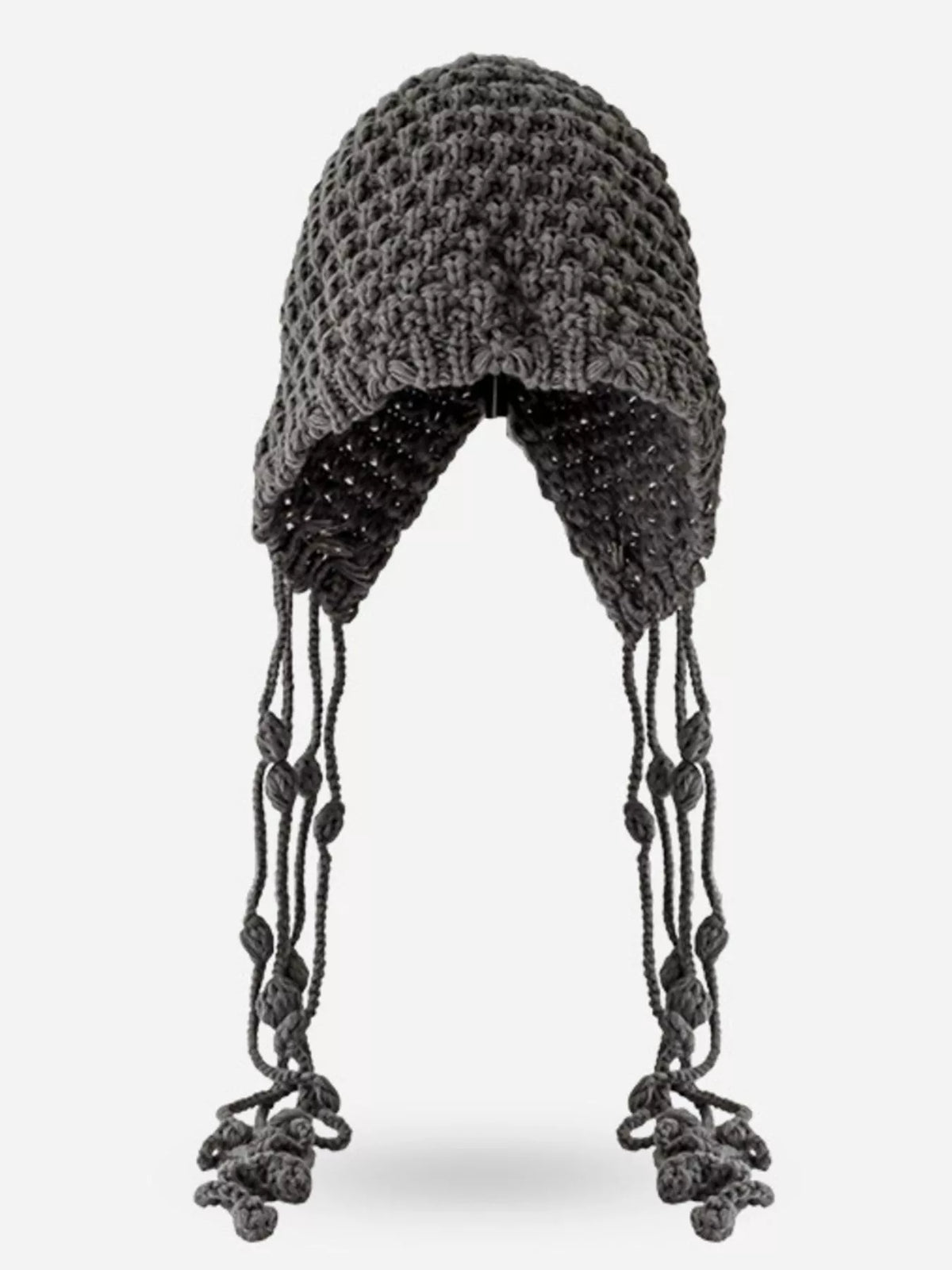 Rebellious Gal model rocking fringed beanie hat slouchy cozy fit edgy outfit
