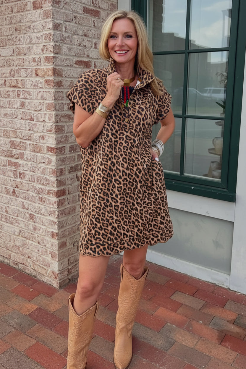 Leopard print midi dress