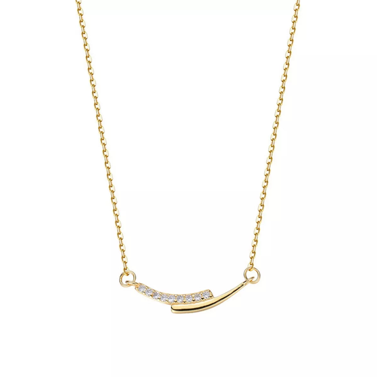 Spark Rebel rhinestone necklace full view on white background