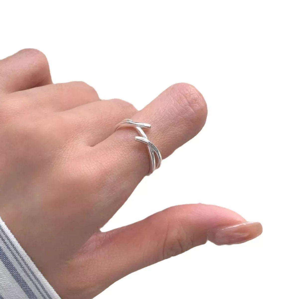 Rebellious Gal 925 sterling silver open ring front view on white background