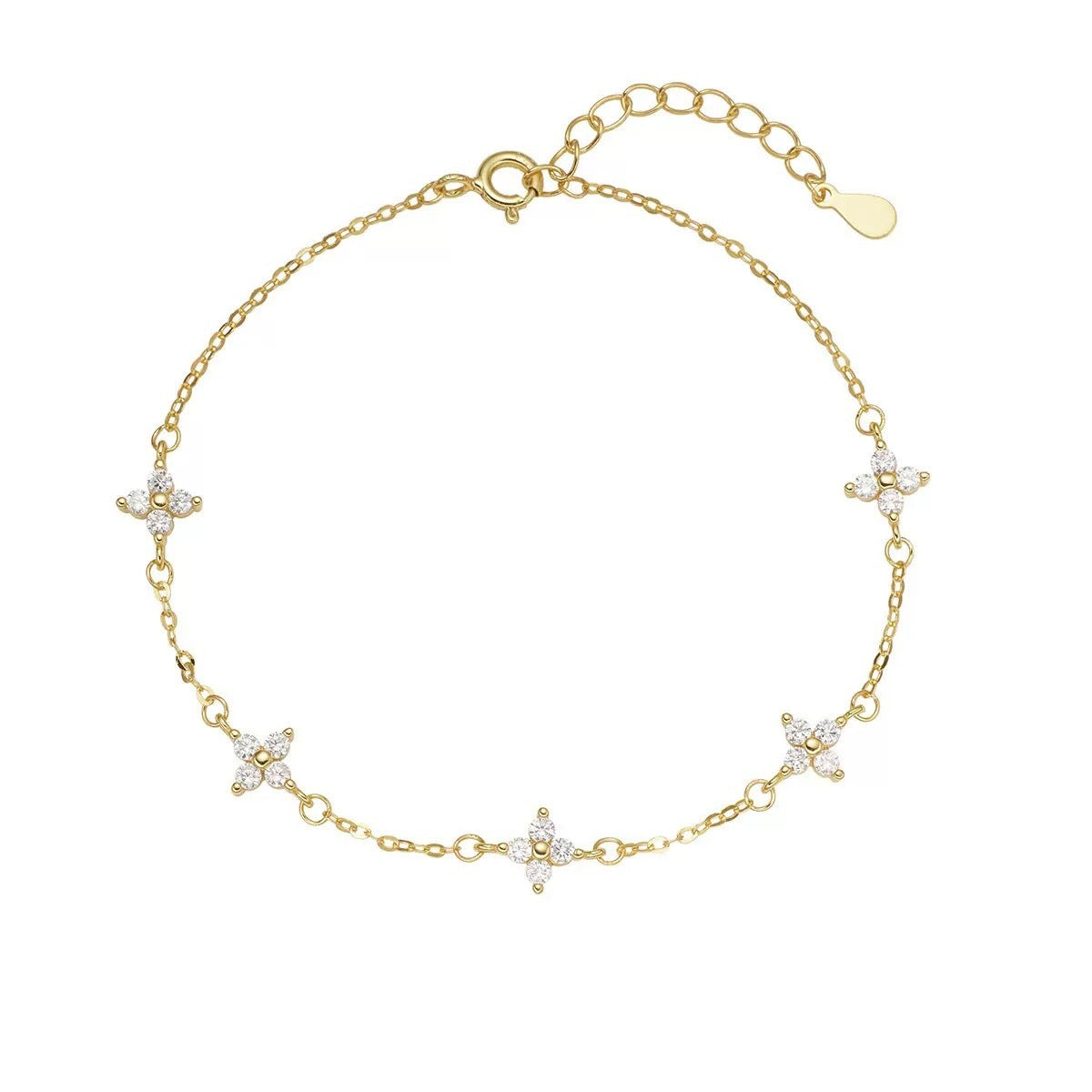 Bracelet styled loosely with extension chain visible for adjustable fit