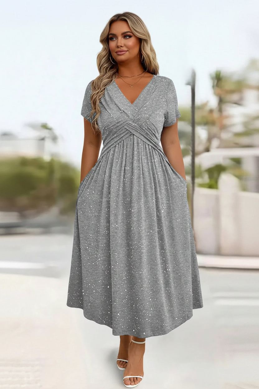 silver plus sized dot print dress