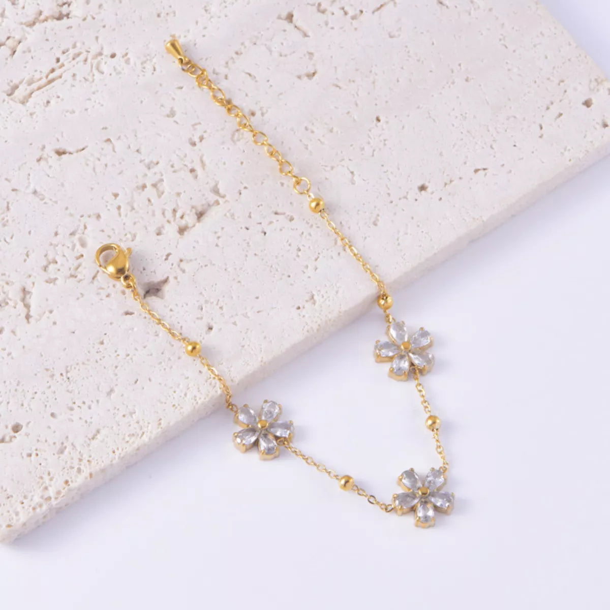 Zircon stones Flower Design Bracelet Piece | Rebellious Gal Jewelry Set