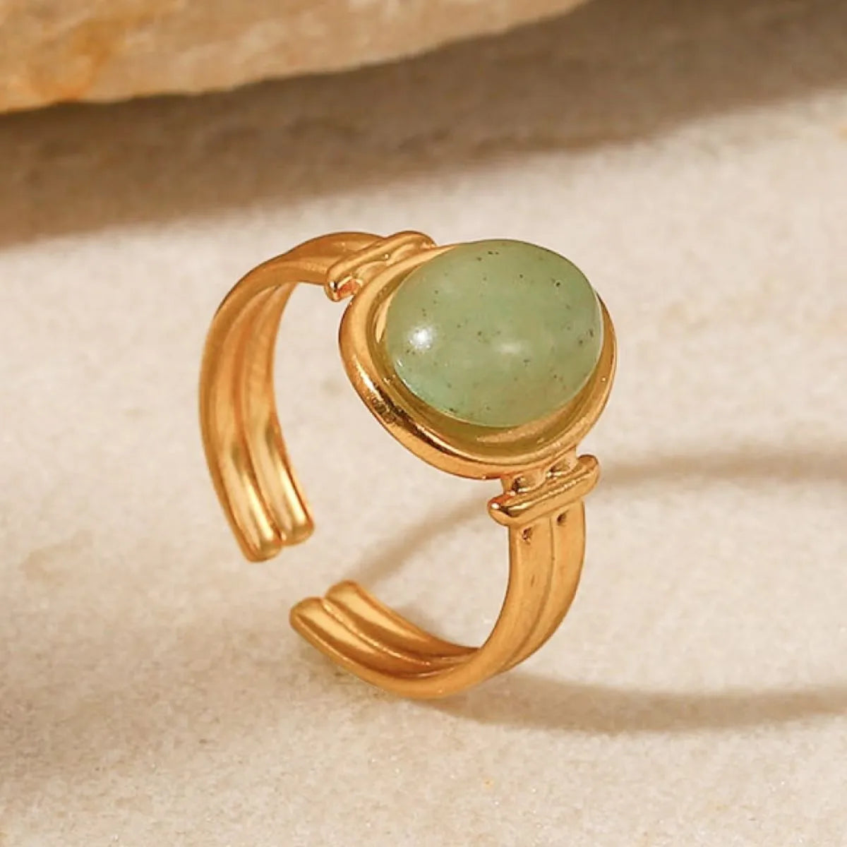 Genuine tiger's eye gemstone ring gold plated adjustable vintage design