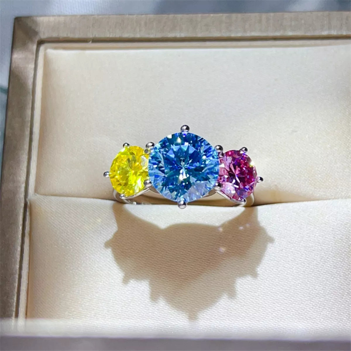 Rebellious Gal moissanite ring front view sparkle